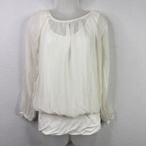 Prontomoda Giusy Shirt Womens XS White Silk Made in Italy Layered Romantic Fairy
